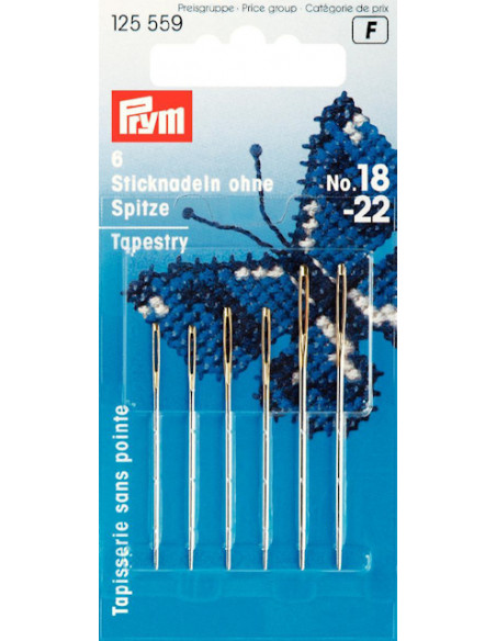 Brodernålar Väv trubbig spets guldöga 18-22, 6 st