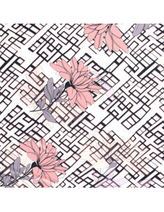 Viskosjersey Rosa blommor