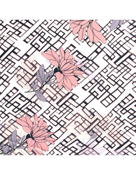 Viskosjersey Rosa blommor