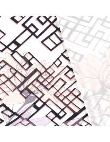 Viskosjersey Rosa blommor