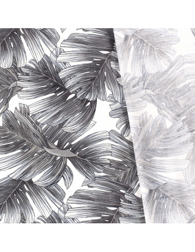 Viskos Vit med grå blad