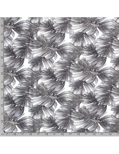 Viskos Vit med grå blad