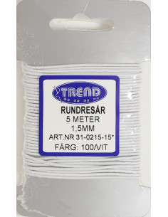Rundresår Vit 1,5 mm 5 met