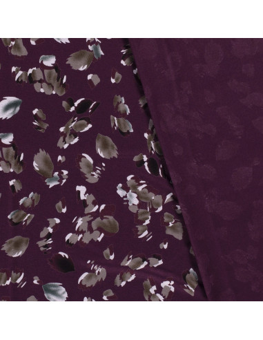 Viskos jersey Bordeaux löv