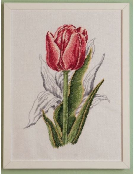 Broderikit tavla tulpan med blad