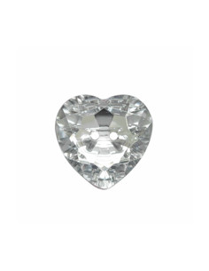 Knapp Kristall hjärta vit 12mm