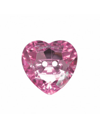 Knapp Kristall hjärta rosa 12mm