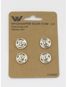 Tryckknappar 15mm Silver 4-pack