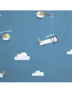 Bomullstyg blå med flygplan