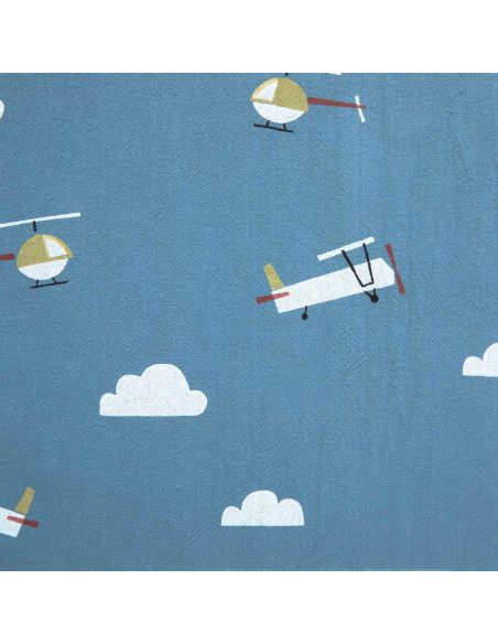Bomullstyg blå med flygplan