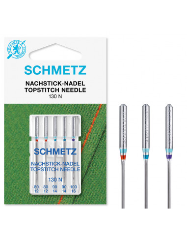 Schmetz topstitch nål 130N size 80-100 5-pack