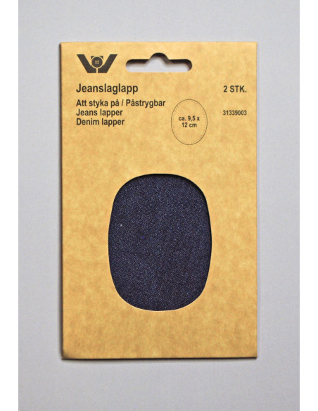 Laglapp Jeans Denim oval 9,5x12cm
