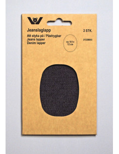 Laglapp Jeans mörk Denim oval 9,5x12cm