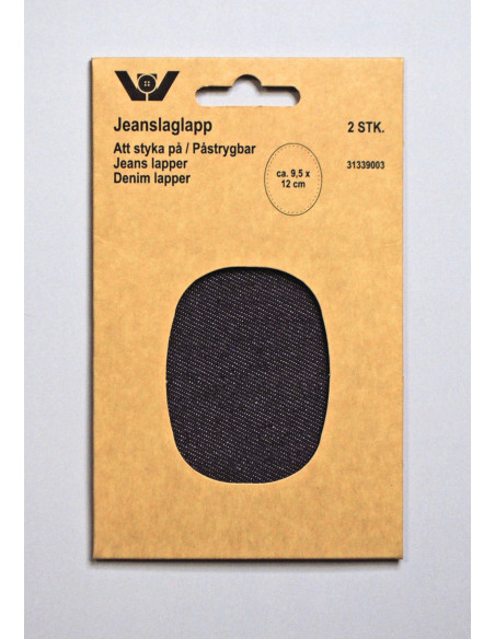 Laglapp Jeans mörk Denim oval 9,5x12cm