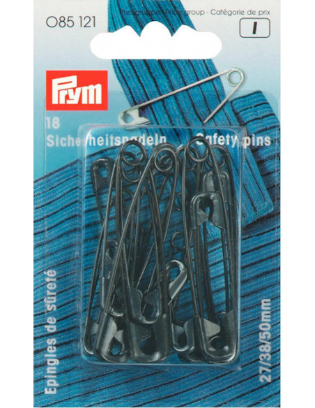 Säkerhetsnålar svarta 37,38,50mm 18st