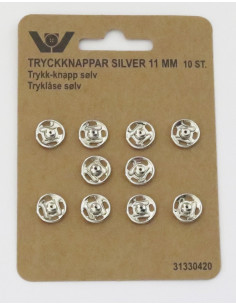 Tryckknappar 11mm silver 10st