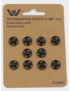 Tryckknapp 11mm svart 10st