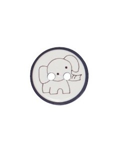 Knapp 16mm marinblå med Elefant