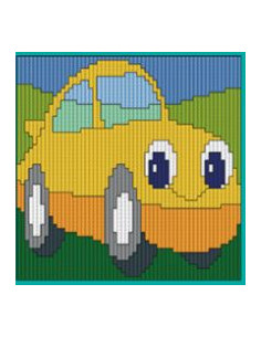 Broderikit långstygn Gul Bil