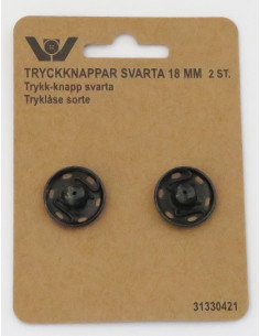 Tryckknappar 18mm Svart 2-pack