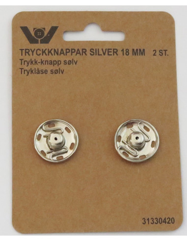 Tryckknappar 18mm silver 2-pack