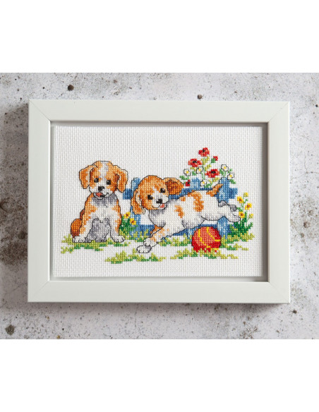 Broderikit Tavla Hundvalpar