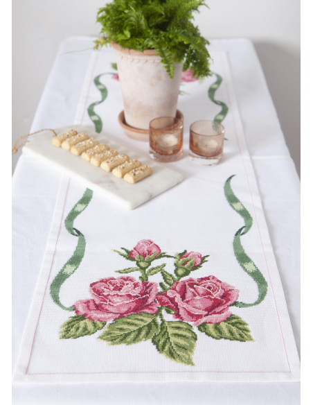 Broderikit Löpare "Rosor" 35x110cm