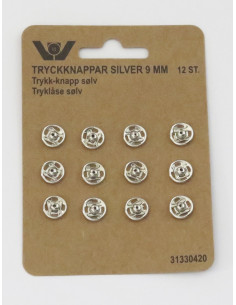 Tryckknappar 9mm Silver 12-pack