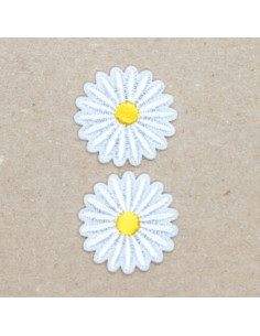 Tygmärke Vit blomma 2-pack