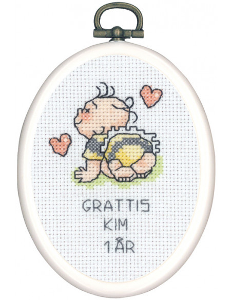 Broderi baby "Grattis Kim" 7x9cm