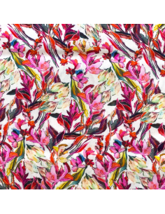 Viskos tyg print Rosa/Beiga Blommor