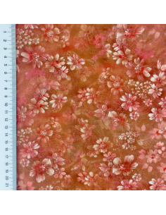 Viskos Tyg print små blommor rost