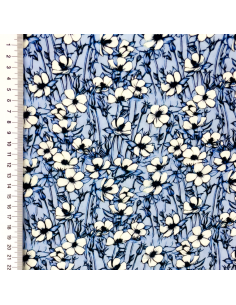 Viskos Tyg print små blommor Blå