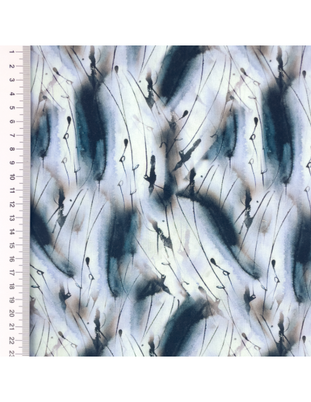 Viskos tyg print Svart/Beige/natur