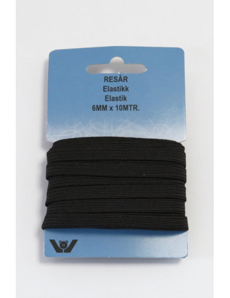 Resår 6mm svart 10m