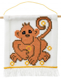 Barnbroderi kit Apa 16x18cm