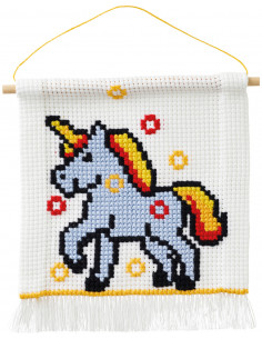 Barnbroderi kit Enhörning 16x18cm