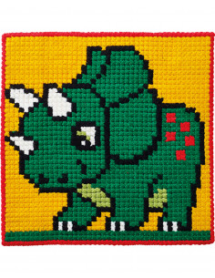 Barnbroderi kit Dinosaurie 25x25cm