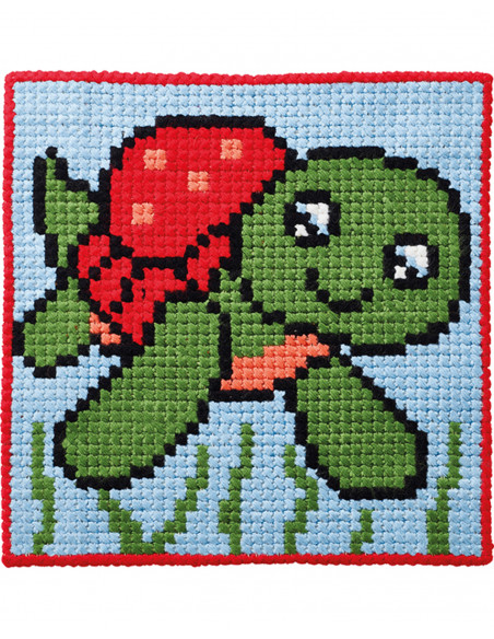 Barnbroderi kit Sköldpadda 25x25cm