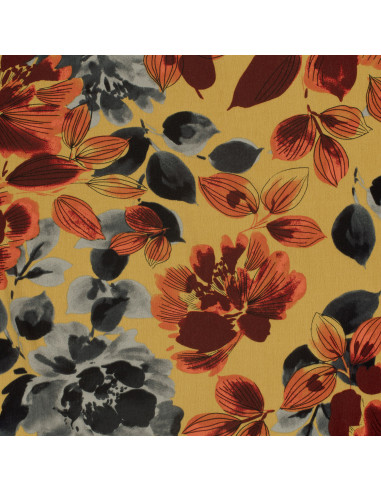 Broken Crepe Ockragul med blommor