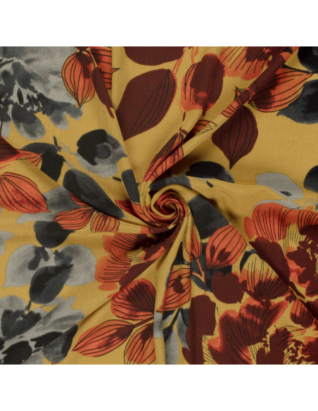 Broken Crepe Ockragul med blommor