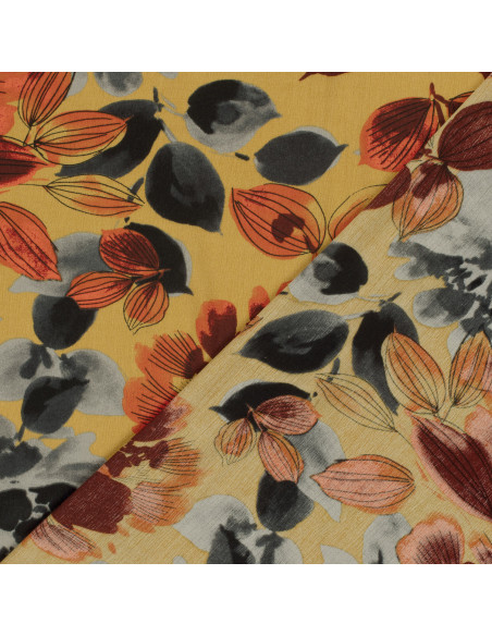 Broken Crepe Ockragul med blommor