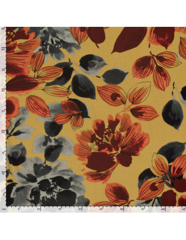 Broken Crepe Ockragul med blommor