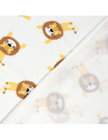 Jerseytyg Vit med Lejon