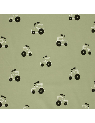 Jerseytyg Ljusgrön med traktorer