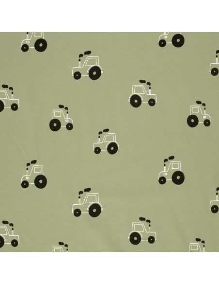 Jerseytyg Ljusgrön med traktorer