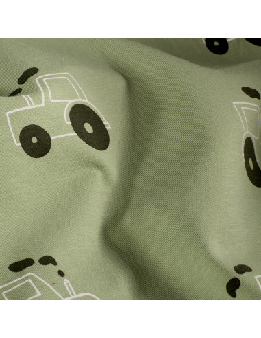 Jerseytyg Ljusgrön med traktorer