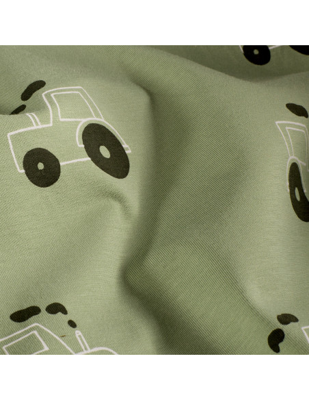 Jerseytyg Ljusgrön med traktorer