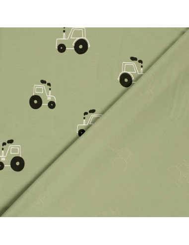 Jerseytyg Ljusgrön med traktorer