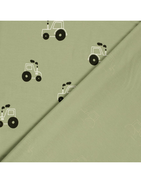 Jerseytyg Ljusgrön med traktorer